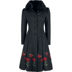 Hell Bunny Rosa Rossa Coat Płaszcz damski czarny. Czarne płaszcze damskie marki Hell Bunny, xl, z aplikacjami. Za 426,90 zł.