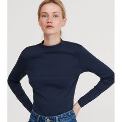 Bluzka ze stójką - Granatowy. Niebieskie bluzki damskie Reserved. W wyprzedaży za 39,99 zł.