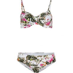 Bikini na fiszbinach (2 części) bonprix biało-zielony. Białe stroje kąpielowe damskie bonprix, bez wzorów. Za 99,99 zł.
