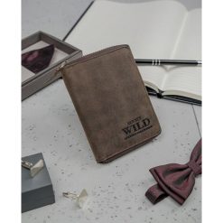 Ekskluzywny portfel skórzany męski skóra naturalna. Brązowe portfele męskie ALWAYS WILD, bez wzorów, ze skóry. Za 49,90 zł.