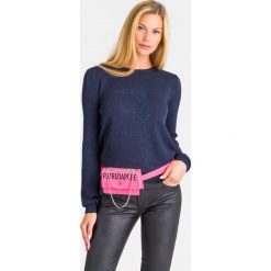 SWETER Trussardi Jeans. Niebieskie swetry damskie Trussardi Jeans, s, bez wzorów, z jeansu, bez rękawów, bez kaptura. Za 469,00 zł.