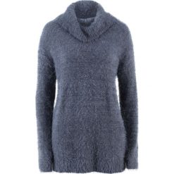 Swetry oversize damskie: Sweter oversize z przędzy z długim włosem bonprix jagodowy