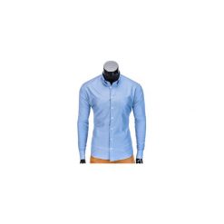 KOSZULA MĘSKA ELEGANCKA Z DŁUGIM RĘKAWEM K391 - NIEBIESKA. Niebieskie koszule męskie na spinki Ombre Clothing, m, z bawełny, z długim rękawem. Za 39,00 zł.