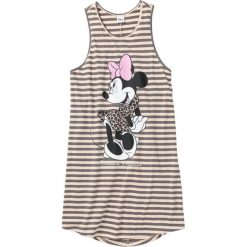 Koszula nocna "Minnie Mouse" bonprix szaro-jasnobrązowy w paski. Szare koszule nocne damskie bonprix, w paski, bez kołnierzyka, z krótkim rękawem. Za 54,99 zł.