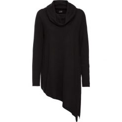 Sweter z dłuższym bokiem bonprix czarny. Czarne golfy damskie bonprix. Za 89,99 zł.