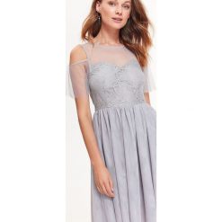 Sukienki: ELEGANCKA SUKIENKA FIT AND FLARE Z TIULU I KORONKI