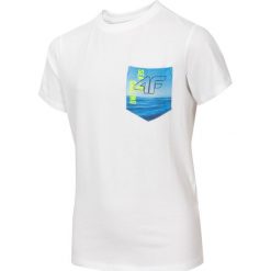 T-shirt chłopięcy (122-164) JTSM228 - biały. Białe t-shirty chłopięce 4F JUNIOR, bez wzorów, z elastanu, bez rękawów. Za 39,99 zł.
