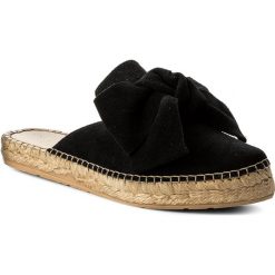 Espadryle EVA MINGE - Sagunto 3B 18MC1372342ES 801. Czarne espadryle damskie marki Eva Minge, z aplikacjami, z zamszu, bez obcasa. W wyprzedaży za 219,00 zł.