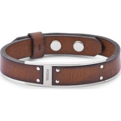 Fossil - Bransoletka skórzana. Pomarańczowe bransoletki męskie Fossil, ze stali. Za 259,90 zł.