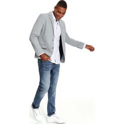 Marynarka męska z guzikiem. Szare marynarki męskie Top Secret, m, bez wzorów, z jeansu, eleganckie. W wyprzedaży za 129,99 zł.