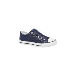 Granatowe wsuwane tenisówki damskie Vty. Niebieskie trampki i tenisówki damskie bez wzorów, z gumy, na sznurówki. Za 49,90 zł.
