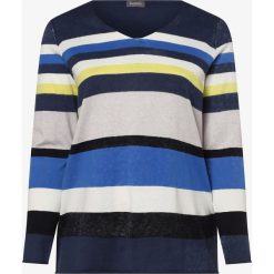 Samoon - Sweter damski, niebieski. Niebieskie swetry damskie SAMOON, w paski, z dzianiny, bez rękawów, bez kaptura. Za 379,95 zł.