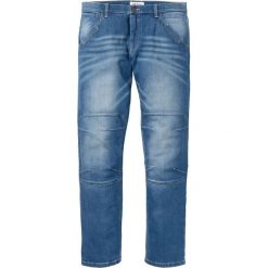 Dżinsy ze stretchem Regular Fit Straight bonprix niebieski "medium bleached". Niebieskie jeansy męskie bonprix, m, z aplikacjami, z jeansu. Za 109,99 zł.