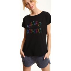 T-shirty damskie: T-SHIRT KRÓTKI RĘKAW DAMSKI WE WZORY, Z APLIKACJĄ