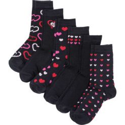 Skarpetki damskie (6 par) bonprix czarny wzorzysty. Czarne skarpetki damskie bonprix, z aplikacjami, z bawełny. Za 37,99 zł.