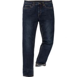 Dżinsy ze stretchem Slim Fit Straight bonprix ciemnoniebieski "stone used". Niebieskie jeansy męskie bonprix, m, z nadrukiem. Za 99,99 zł.