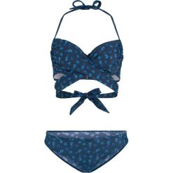 Bikini na fiszbinach (2 części) bonprix ciemnoniebiesko-niebieski z nadrukiem. Niebieskie stroje kąpielowe damskie bonprix, z nadrukiem. Za 89,99 zł.
