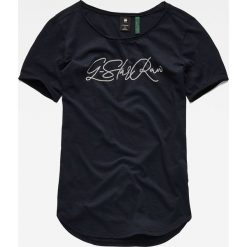 G-Star Raw - T-shirt. Niebieskie bluzki damskie G-Star RAW, s, z nadrukiem, z bawełny, z okrągłym kołnierzem. W wyprzedaży za 99,90 zł.