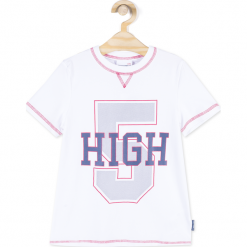 Koszulka. Białe t-shirty chłopięce z długim rękawem marki HIGH 5, z aplikacjami, z elastanu. Za 19,90 zł.