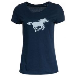 Mustang T-Shirt Damski Logo S Ciemnoniebieski. Niebieskie koszulki damskie Mustang, s, bez wzorów, z okrągłym kołnierzem. Za 78,00 zł.