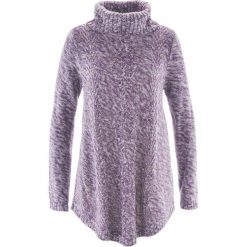 Sweter poncho, długi rękaw bonprix ciemny lila melanż. Fioletowe swetry klasyczne damskie bonprix. Za 89,99 zł.