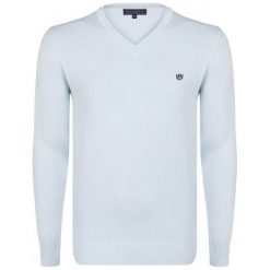 Felix Hardy Sweter Męski L Jasnoniebieski. Czarne swetry klasyczne męskie marki Polo Club C.H..A, m, dekolt w kształcie v. Za 159,00 zł.