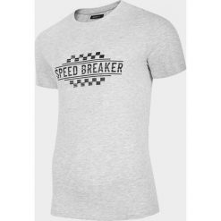 T-shirt męski TSM602 - chłodny jasny szary melanż - Outhorn. Szare koszulki męskie Outhorn, m, bez wzorów, bez kołnierzyka, bez rękawów. W wyprzedaży za 29,99 zł.