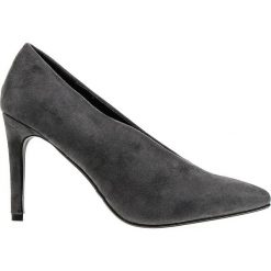 Zamszowe szpilki w szpic (37). Szare szpilki na co dzień, bez wzorów, z zamszu, eleganckie, bez obcasa, na szpilce, bez zapięcia. Za 69,00 zł.