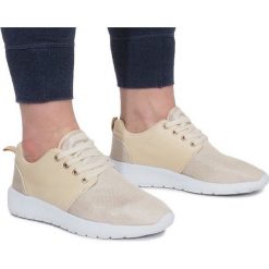 Żółte Złote Sportowe trampki. Żółte trampki dziewczęce ButyModne, bez wzorów, ze skóry ekologicznej, na sznurówki. Za 64,00 zł.