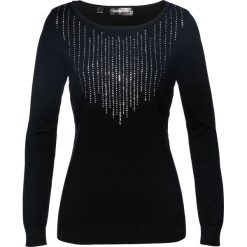 Sweter bonprix czarny. Czarne swetry damskie marki bonprix, bez wzorów, bez rękawów, bez kaptura. Za 89,99 zł.