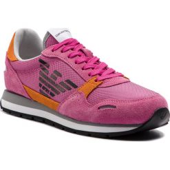 Sneakersy EMPORIO ARMANI - X3X058 XL481 N803 Passion/Orange/Silve. Różowe półbuty damskie Emporio Armani, z zamszu. W wyprzedaży za 579,00 zł.