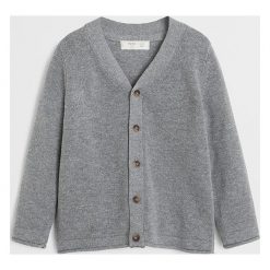 Mango Kids - Kardigan Nicki5 80-104 cm. Szare swetry chłopięce Mango Kids, bez wzorów, z bawełny, bez kaptura. Za 59,90 zł.