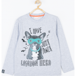 Koszulka. Szare t-shirty chłopięce MAKE SOME NOISE, z aplikacjami, z elastanu, z długim rękawem. Za 45,90 zł.