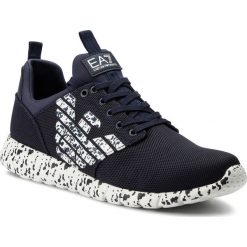 Sneakersy EA7 EMPORIO ARMANI - X8X007 XK073 D813 Navy/White. Niebieskie półbuty damskie EA7 Emporio Armani, bez wzorów, ze skóry ekologicznej, eleganckie, bez obcasa, na płaskiej podeszwie, bez zapięcia. Za 689,00 zł.