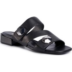 Klapki BRUNO PREMI - Sombrero BZ0203N Nero. Czarne klapki damskie Bruno Premi, z aplikacjami, ze skóry, bez obcasa, na obcasie. Za 519,00 zł.