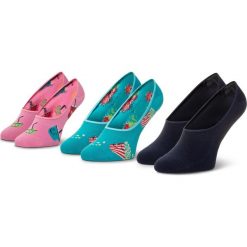 Zestaw 3 par stopek unisex HAPPY SOCKS - POP18-6500 Kolorowy. Skarpetki męskie Happy Socks, bez wzorów, z elastanu. Za 69,90 zł.