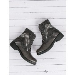 ROCKOWE BOTKI WORKERY. Szare workery damskie marki Merg. Za 89,90 zł.