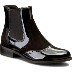 Botki SAGAN - 2803 Czar. Lak/Czar. Welur. Czarne botki damskie na obcasie Sagan, z lakierowanej skóry. W wyprzedaży za 259,00 zł.