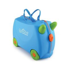 Trunki Terrance. Pomarańczowe walizki Trunki, w paski, z gumy, młodzieżowe. Za 169,90 zł.