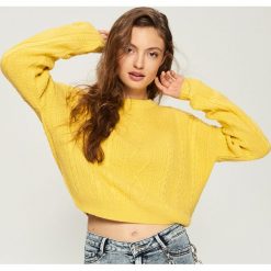 Sweter z warkoczowym splotem - Żółty. Żółte swetry klasyczne damskie Sinsay, l, ze splotem. Za 59,99 zł.