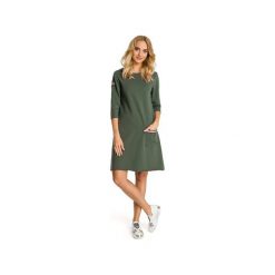 M343 Sukienka trapezowa z kieszenią militarno. Sukienki damskie Moe, na co dzień, m, moro, z elastanu, eleganckie, bez kołnierzyka, bez rękawów, proste. Za 139,00 zł.