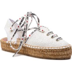 Espadryle LOVE MOSCHINO - JA10183G07JI0100 Bianco. Białe espadryle damskie Love Moschino, z aplikacjami, ze skóry ekologicznej, bez obcasa. Za 679,00 zł.