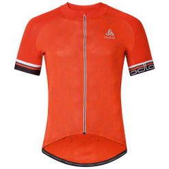 Odlo Koszulka męska Stand-up collar s/s full zip BREATHE pomarańczowa r. XXL (411172). Brązowe koszulki sportowe męskie Odlo, m. Za 299,95 zł.