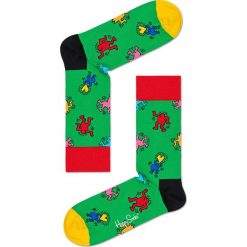 Happy Socks - Skarpetki Keith Haring Dancing. Zielone skarpetki damskie z elastanu. W wyprzedaży za 47,90 zł.