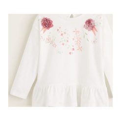Mango Kids - Bluzka dziecięca Elenab4 80-104 cm. Białe bluzki dziewczęce marki Mango Kids, z nadrukiem, z bawełny, z okrągłym kołnierzem, bez rękawów, bez kaptura. Za 35,90 zł.