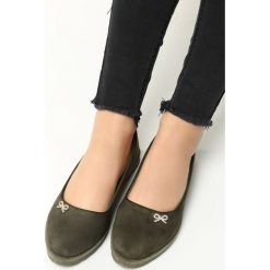Baleriny damskie lakierowane: Khaki Balerinki Tiny Ribb