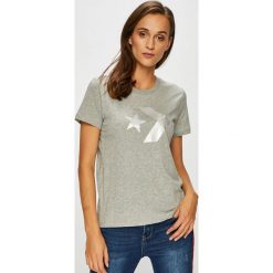 Converse - Top. Szare topy damskie Converse, l, z nadrukiem, z bawełny, z okrągłym kołnierzem. Za 99,90 zł.