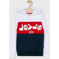 Levi's - Bluza dziecięca 128-176 cm. Białe bluzy chłopięce Levi's®, z nadrukiem, z bawełny, bez rękawów, z kapturem. W wyprzedaży za 219,90 zł.