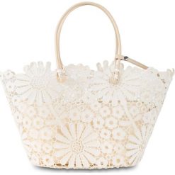 Shopper bag damskie: Torba shopper w kwiatowy wzór bonprix kremowy