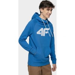 Bluza męska BLM302 - niebieski. Niebieskie bluzy męskie xxl, bez wzorów, z dzianiny, z kapturem, bez rękawów, z kapturem. Za 149,99 zł.